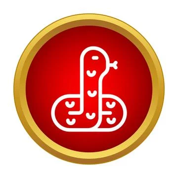 Snake icon in red circle button design Stock Illustration