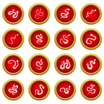 Snake icon red circle set Illustration