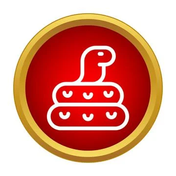 Snake icon in red shiny circle button Stock Illustration