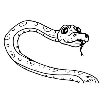 Snake icon. Vector illustration of a cute snake with his tongue hanging out.  Stock Illustration