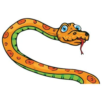 Snake icon. Vector illustration of a cute snake curled up into rings. Hand dr Stock Illustration