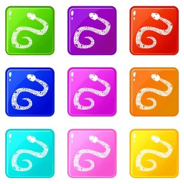 Snake icons 9 set Stock Illustration