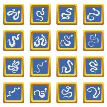 Snake icons set blue Stock-Illustration