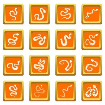Snake icons set orange 库存插图