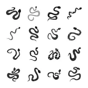 Snake icons set, simple style Illustration