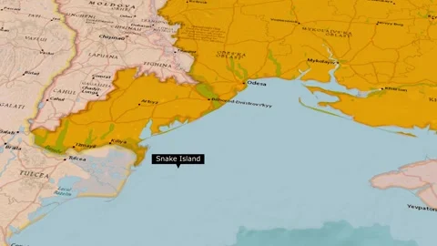 Snake Island Location Map Black Sea Near Ukraine Animation Stock Footage 344620779