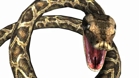 Snake &amp; jungle carpet python open mouth attack,sliding decorative non venomous. Stock Footage 37990274
