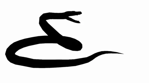 Snake &amp; jungle carpet python open mouth attack,sliding sketch silhouette. Vidéo 38285731