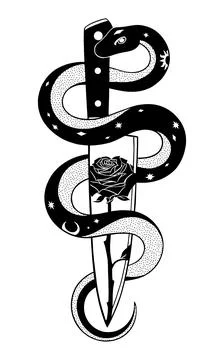 Snake Knife Rose Ilustração Stock