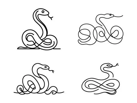 Snake line art vector set on white background Stock Illustration