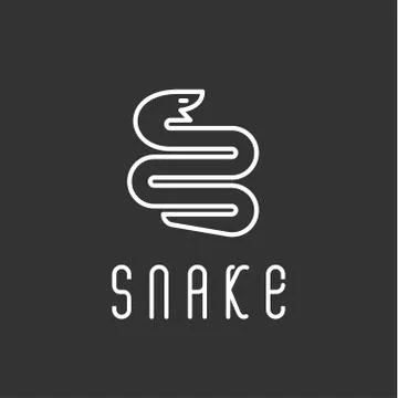 Snake with a linear trending flat style logo illustration Illustrazione stock
