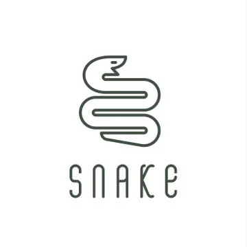 Snake with a linear trending flat style logo illustration Stock Illustration