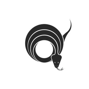 Snake logo round geometric shape, twisted reptile rings graphic illustration  库存插图