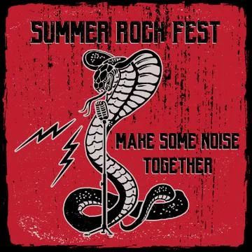 Snake with microphone and lightning. Stock Illustration