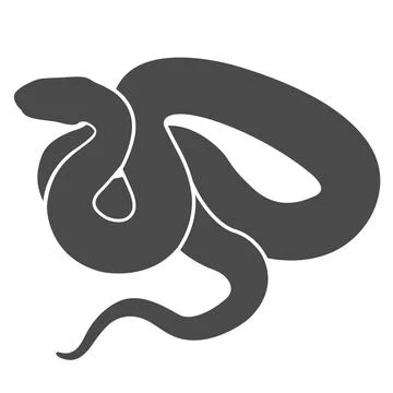 Snake or viper rolled itself into a ball, silhouette of curled serpent, vecto Stock Illustration