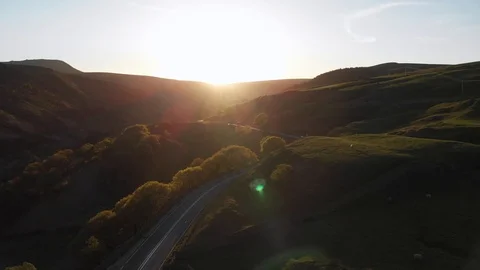 Snake pass windy roads and sunset in the centre Stock Footage 89818528