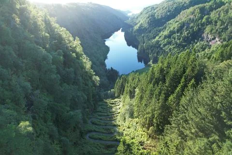 Snake Path-Kossdalssvingene Norway-Drone Osteroy flight Stock Photos