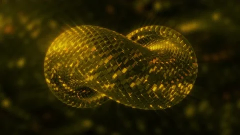 Snake pattern on 3d loop. Motion. Gorgeous shiny mosaic on moving twisted figure Stock Footage 167908447