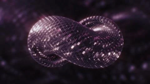 Snake pattern on 3d loop. Motion. Gorgeous shiny mosaic on moving twisted figure Stock Illustration