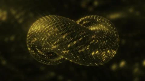 Snake pattern on 3d loop. Motion. Gorgeous shiny mosaic on moving twisted figure Illustrazione stock