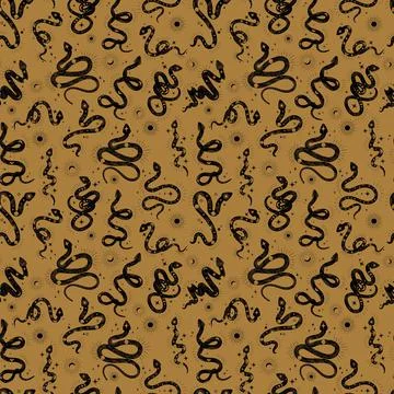 Snake pattern, esoteric cobra tarot background. Vintage wrapping paper design Illustrazione stock