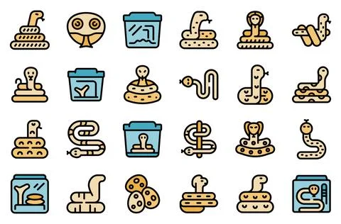 Snake pet icons set vector color 库存插图