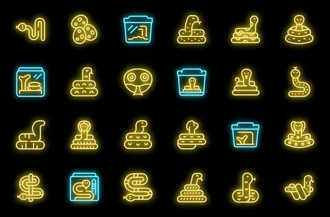Snake pet icons set vector neon イラスト素材