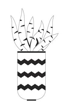Snake plant in zigzag patterned pot 2D line object Illustrazione stock