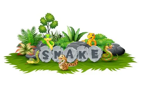 Snake is playing in the garden Stock Illustration
