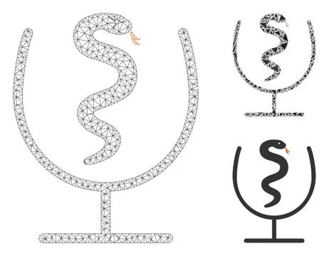 Snake Poison Vector Mesh Wire Frame Model and Triangle Mosaic Icon Stock Illustration