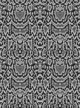 Snake python skin texture. Seamless pattern black on white background. Stock Illustration