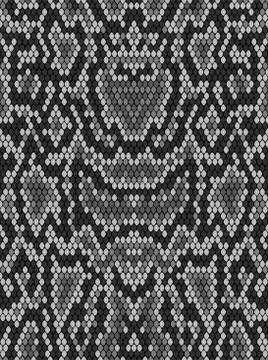 Snake python skin texture. Seamless pattern black on white background. Stock Illustration