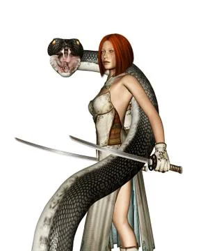 Snake queen warrior 스톡 일러스트
