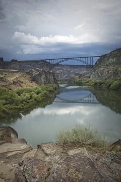 Snake River under a dramatic sky. Stock Photos