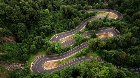 Snake Road in The Forest Seen From the Drone Stock Footage