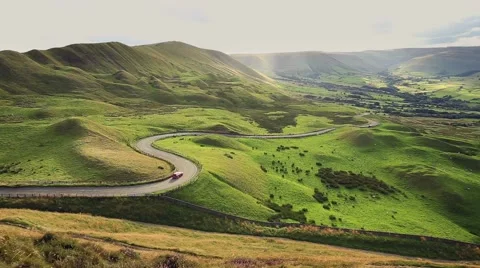 Snake Road at Sunset in Peak District UK Video stock 66855490