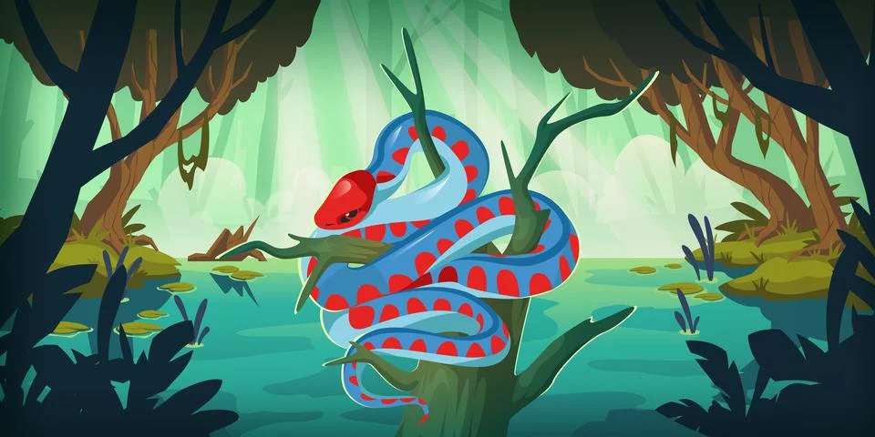 Snake San Francisco garter serpent in forest swamp Stock Illustration