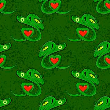 Snake Seamless Background. Animal Pattern. Attack Crawling Danger Predator 스톡 일러스트