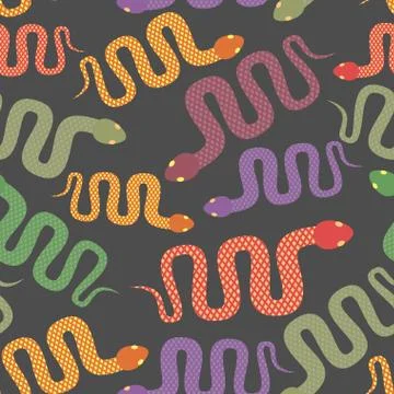 Snake seamless pattern. Vector background of desert reptiles. Colorful snakes 스톡 일러스트