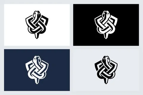 Snake Shield Logo Emblem Vector Illustration Stock Illustration