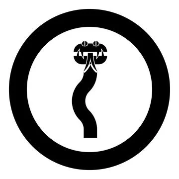 Snake silhouette icon in circle round black color vector illustration image.. Stock Illustration