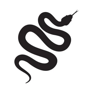Snake silhouette vector icon. Long cobra or python snake creeping Stock Illustration