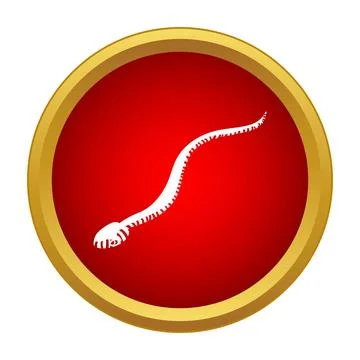 Snake skeleton icon in red circle for biology 스톡 일러스트