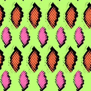 Snake skin texture. Seamless pattern black pink orange  on light green 스톡 일러스트