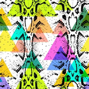 Snake skin texture seamless pattern. black magenta orange lilac pink purple b 스톡 일러스트