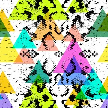 Snake skin texture seamless pattern. black magenta orange lilac pink purple b 库存插图