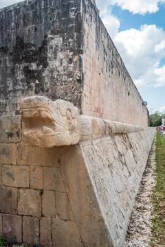 Snake Statue in Chichen Itza Stock Photos