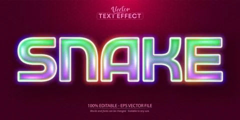 Snake text, neon style editable text effect Stock Illustration