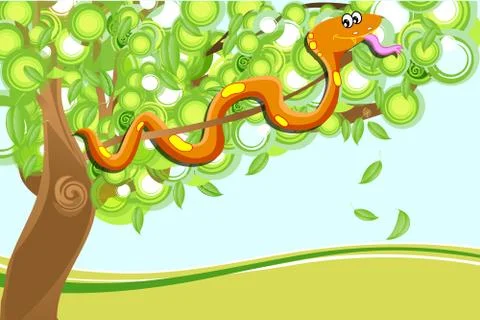 Snake on tree Stock Illustration