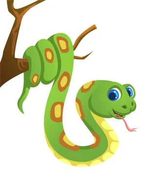 A snake on a tree posing Stock Illustration